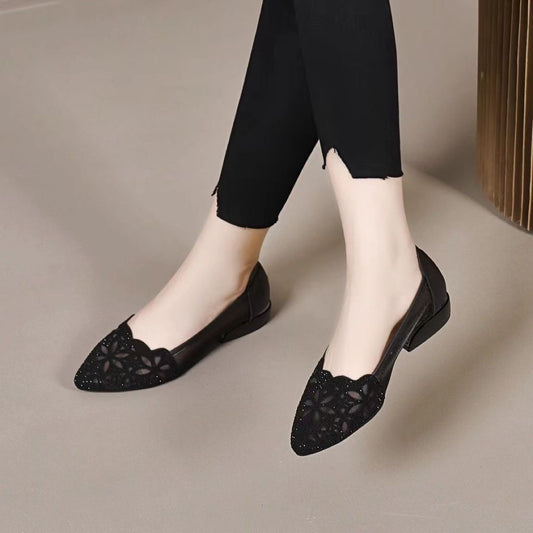 Women's Summer Closed Toe Mesh Hollow Rhinestone Sandals