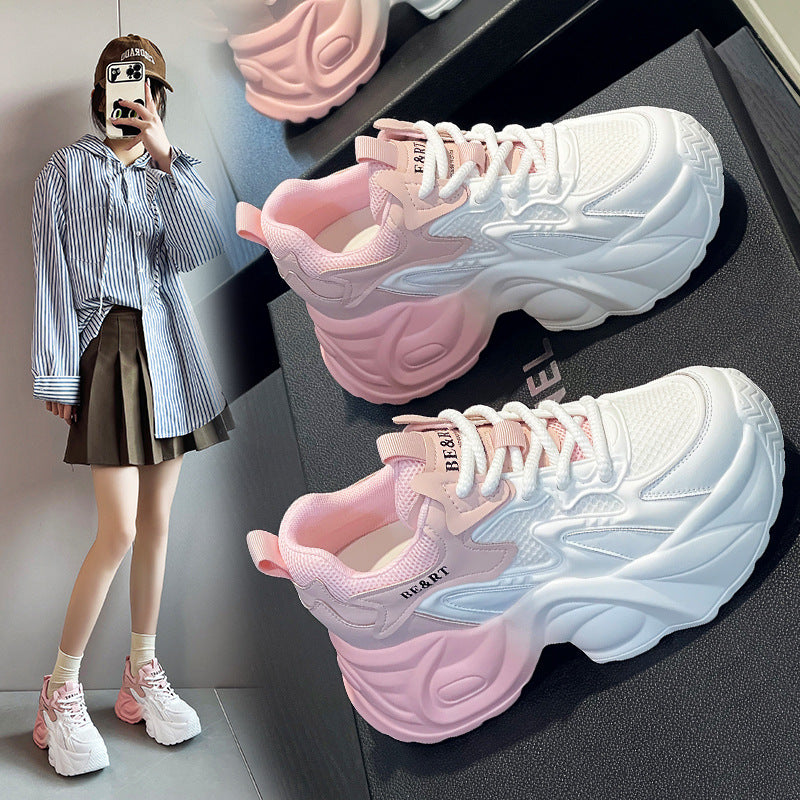 Women's Dad Spring Small Versatile Platform Hidden Heels