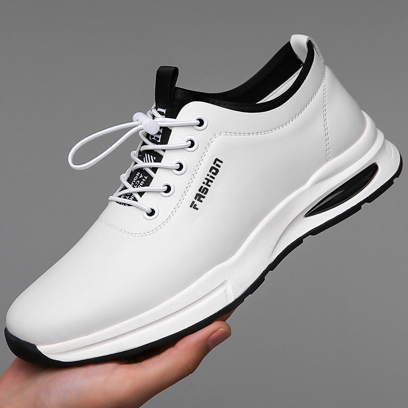 Men's Soft Thick-soled Business White British Slip-on Leather Shoes