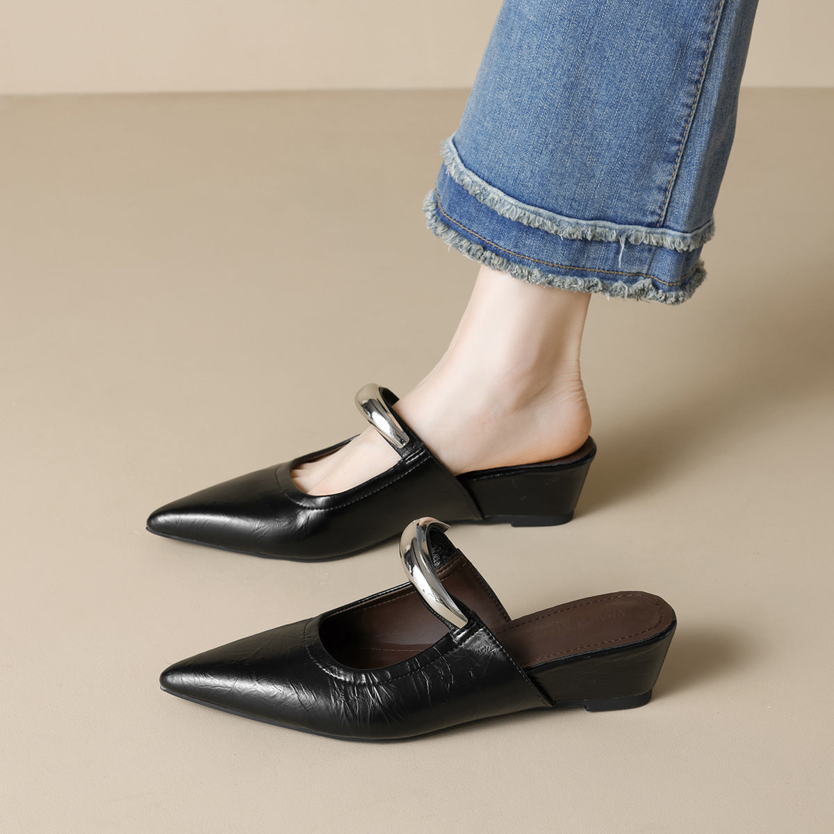 Women's French High-rise Closed Toe Half Summer Slippers