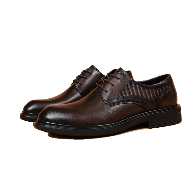 Men's Formal Wear Commuter Derby Round Toe Low-cut Leather Shoes