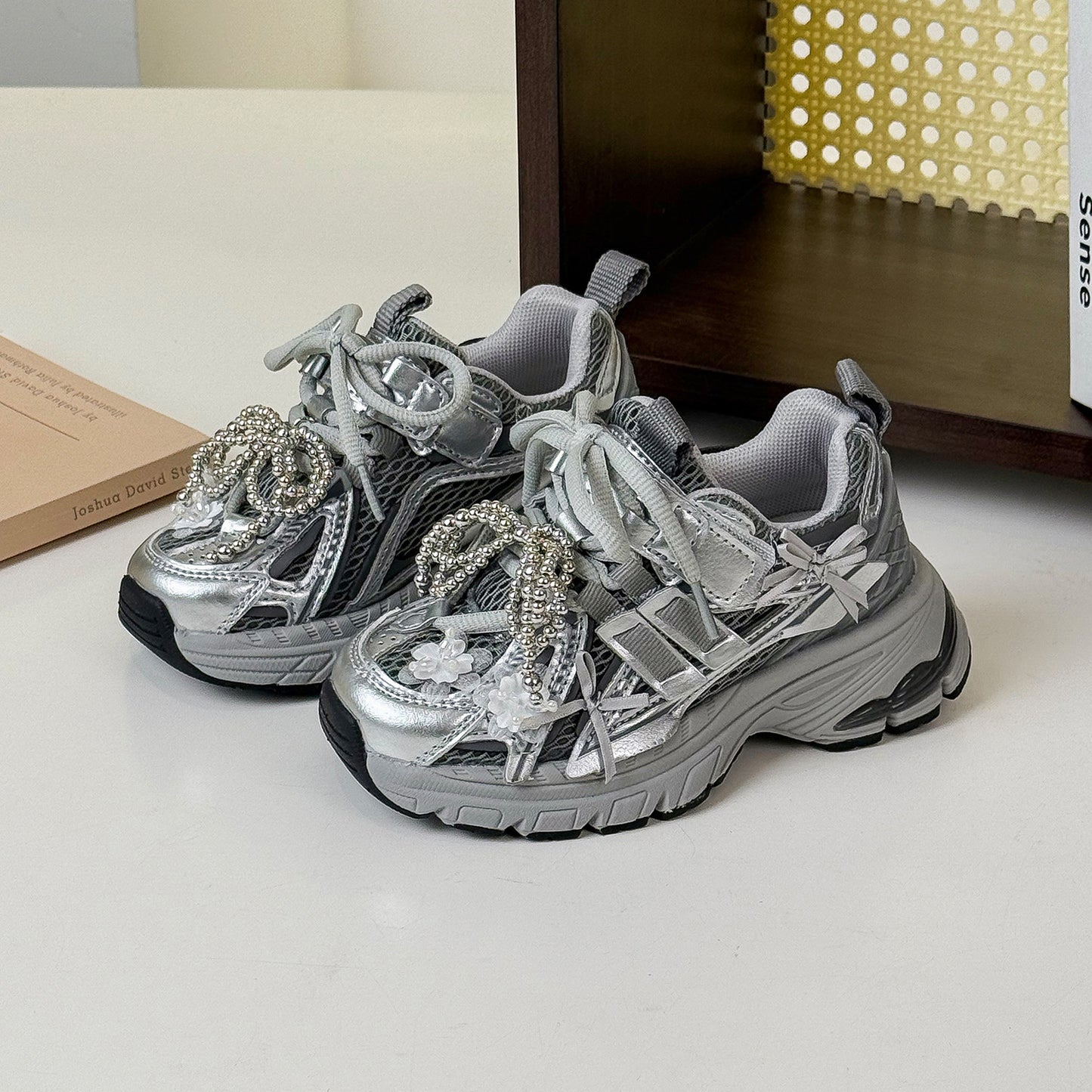 Sale Daddy Mesh Breathable Running Flower Kid's Sneakers