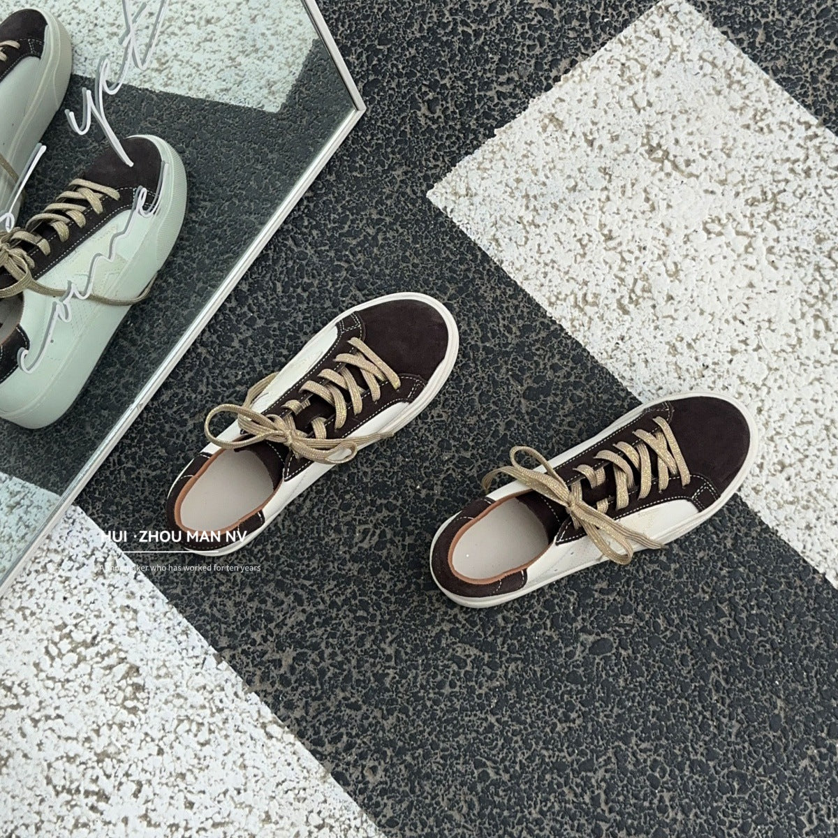 Women's Korean Round Toe Lace Up Inner Women's Sports Shoes