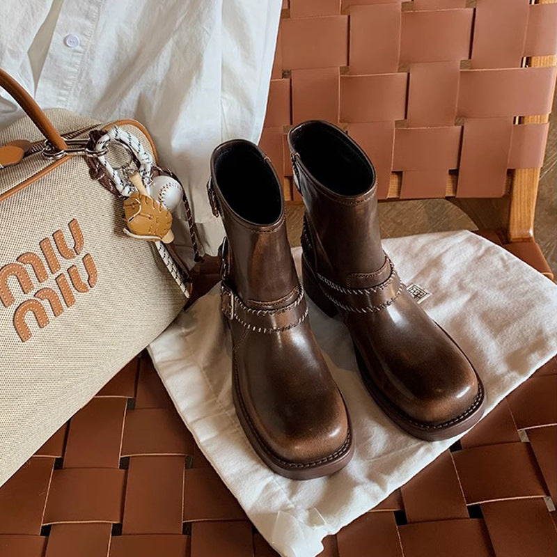 Grape Mom Retro Rub Colored Belt Boots