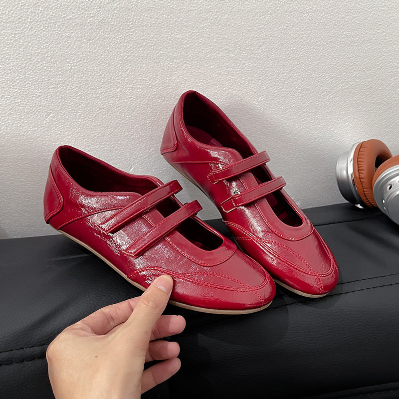 Women's Mary Jane Red Height Increasing Insole Casual Shoes