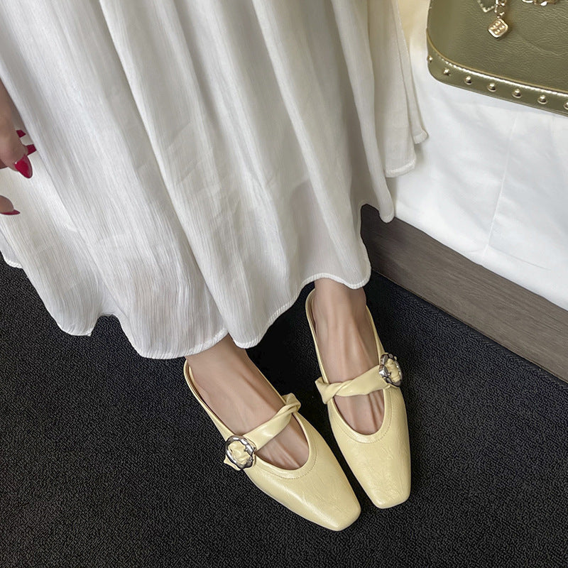 Women's French Style Soft Half Chunky Low Heels