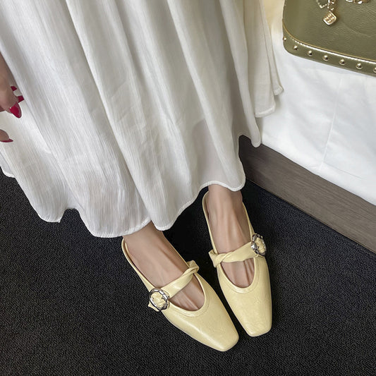 Women's French Style Soft Half Chunky Low Heels