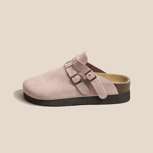 Women's Genuine Closed Toe Half Outer Wear Thick Slippers