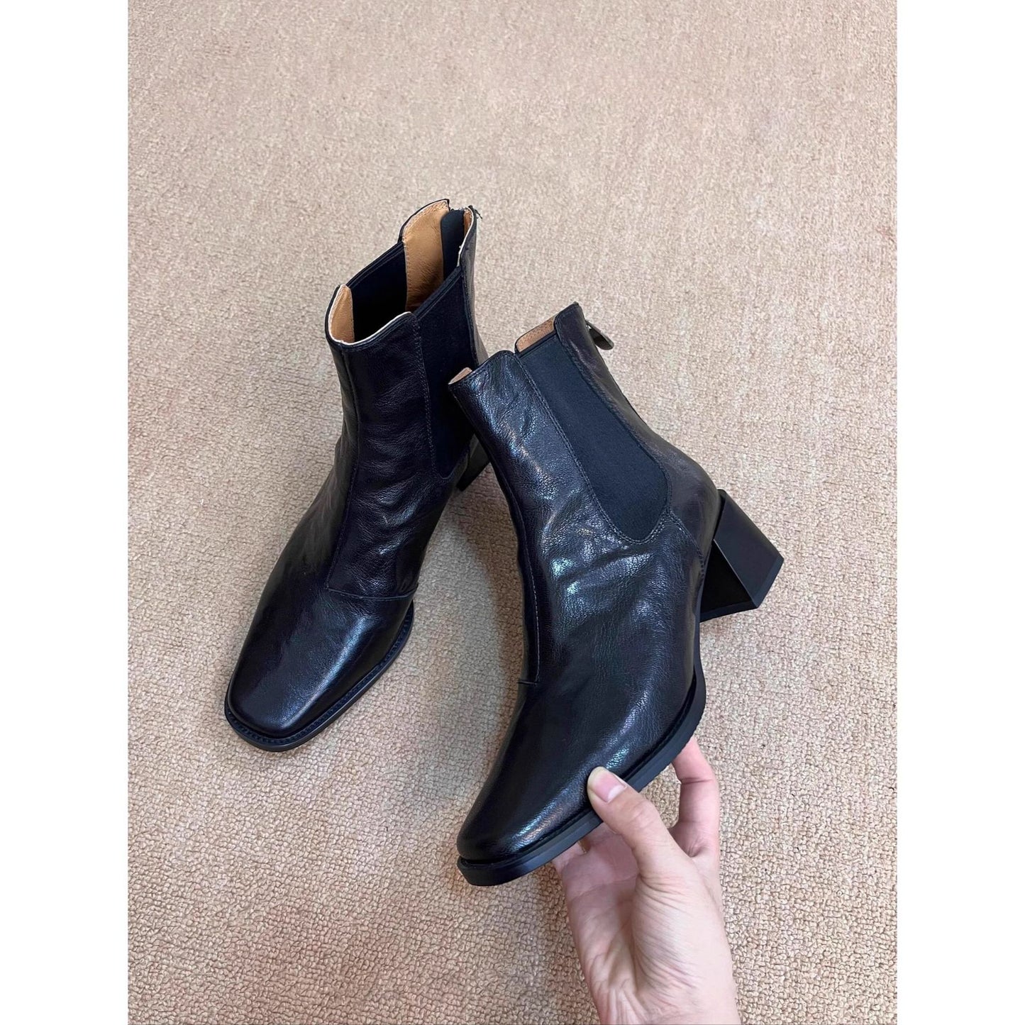 Women's Sheepskin Version Chunky Retro British Style Thick Thin Ankle Boots