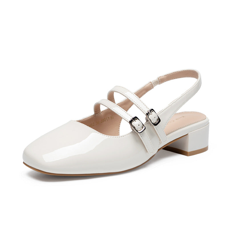Women's French Retro Square Hollow Chunky For Sandals