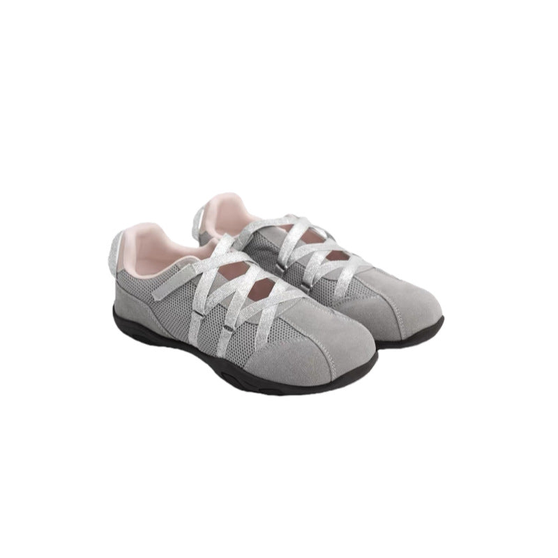 Women's Genuine Ballet Platform Vintage Cross Strap Mary Sneakers