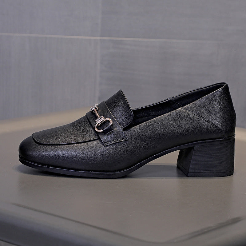 Women's British Fashion Slip-on Dual-purpose Square Toe Chunky Women's Shoes