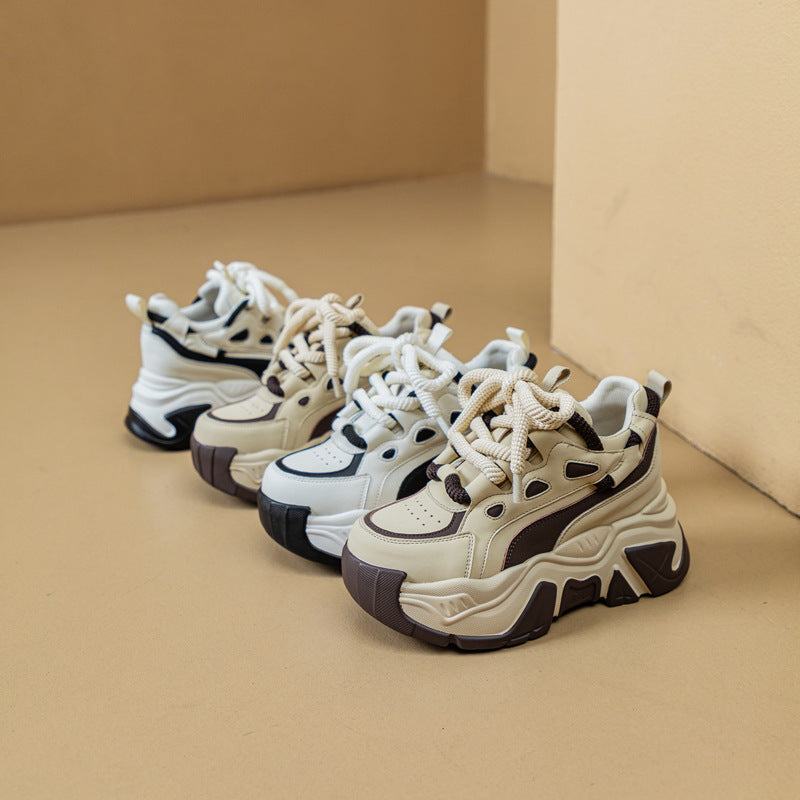 Women's Bottom Heightened Daddy Color Matching Small Fleece-lined Women's Sports Shoes