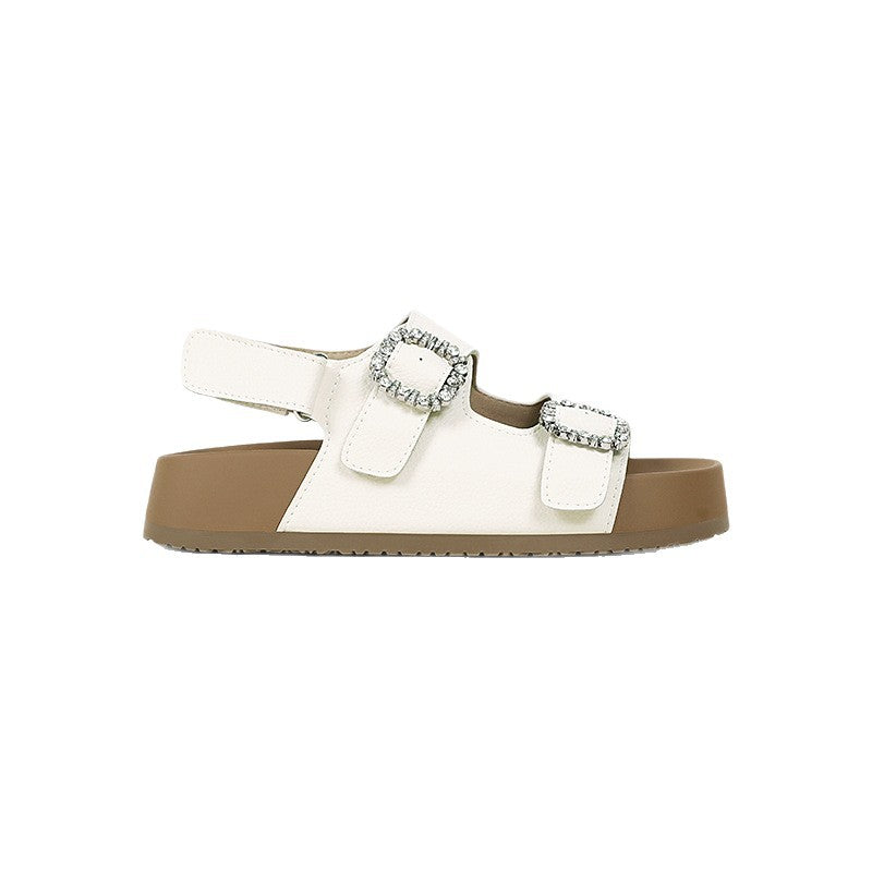 Women's Brace Sheepskin Genuine Outdoor Summer Height Slippers