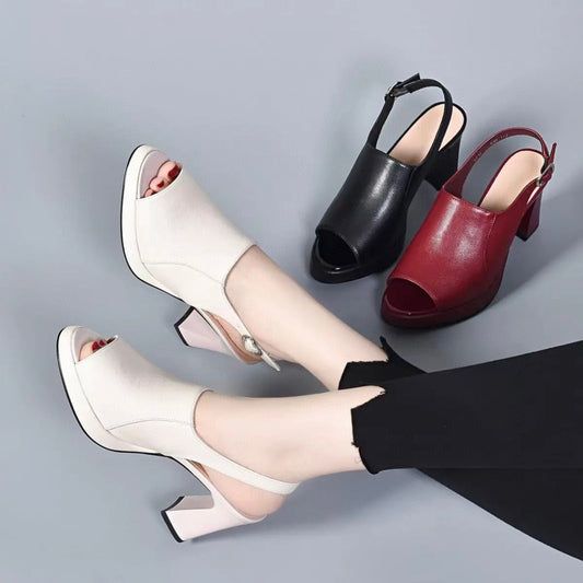 Women's High Summer Peep Toe Waterproof Platform Heels