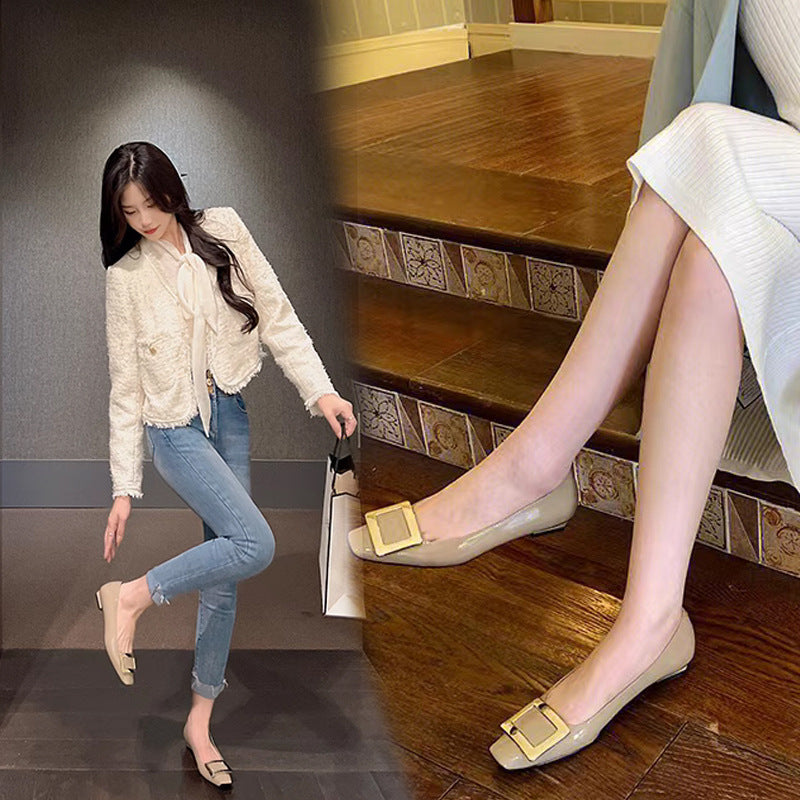 Women's Buckle Flat High-grade Toe Low-cut Low Mary Jane Women's Fashion Shoes