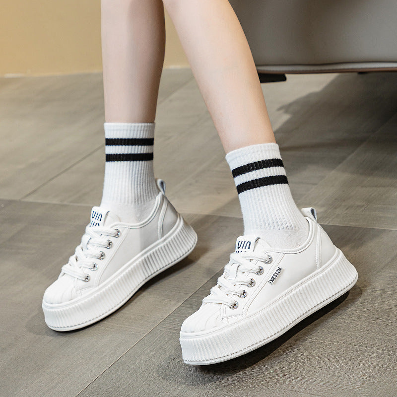 Women's Thick Bottom Hight Increasing Board Round Casual Shoes