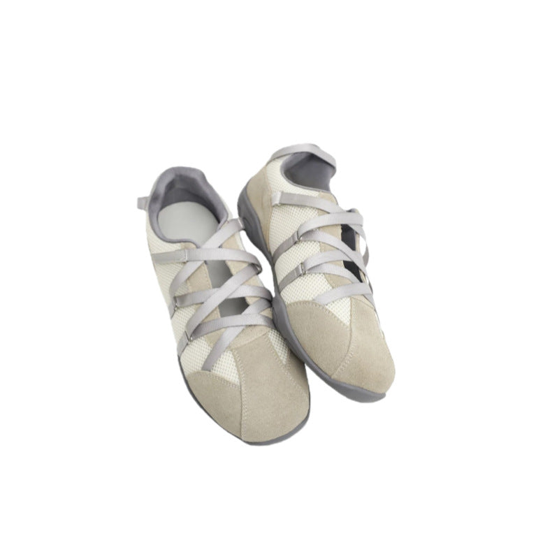 Women's Genuine Ballet Platform Vintage Cross Strap Mary Sneakers