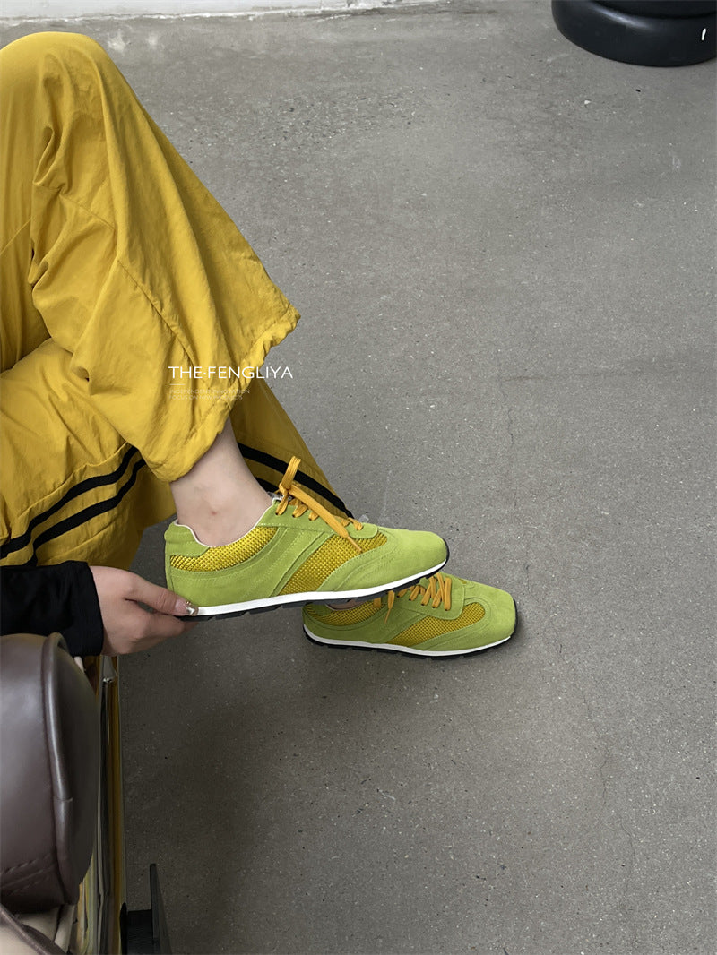 Women's Style Square Toe Flat Bottom Dad Casual Shoes
