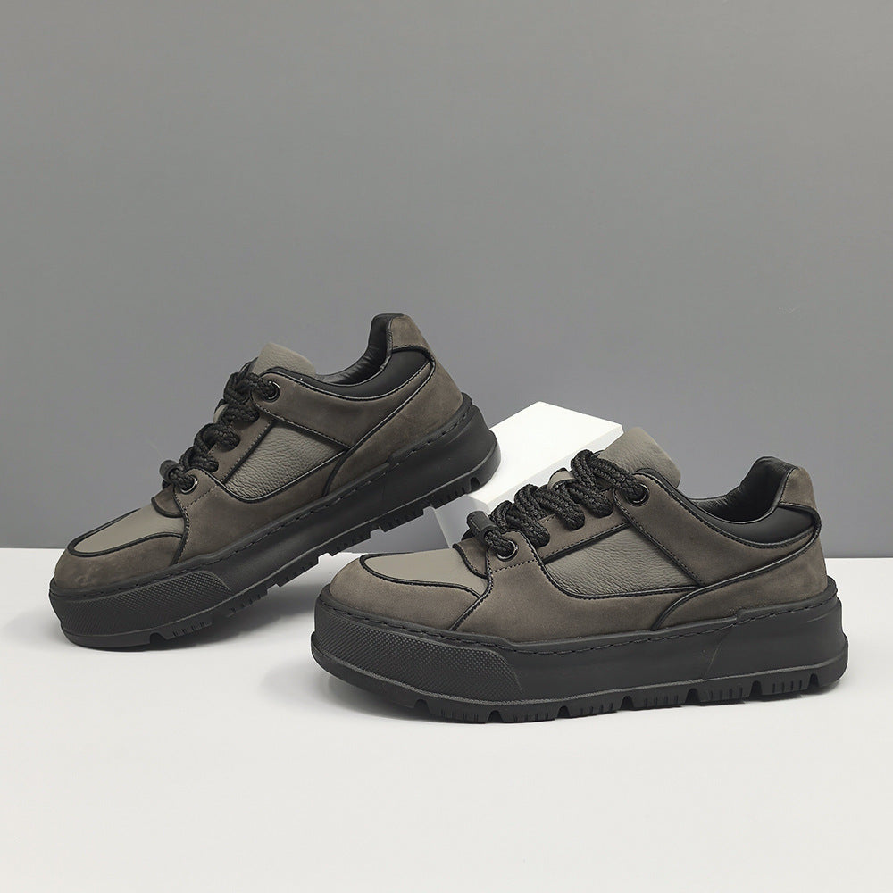 Men's Sports First Layer Cowhide Platform Hight Sneakers