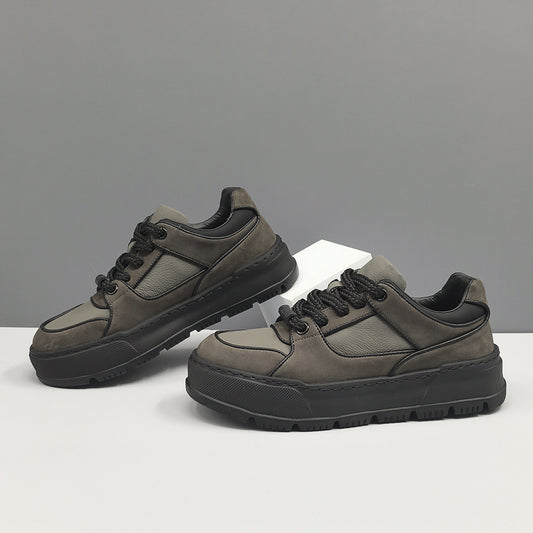 Men's Sports First Layer Cowhide Platform Hight Sneakers