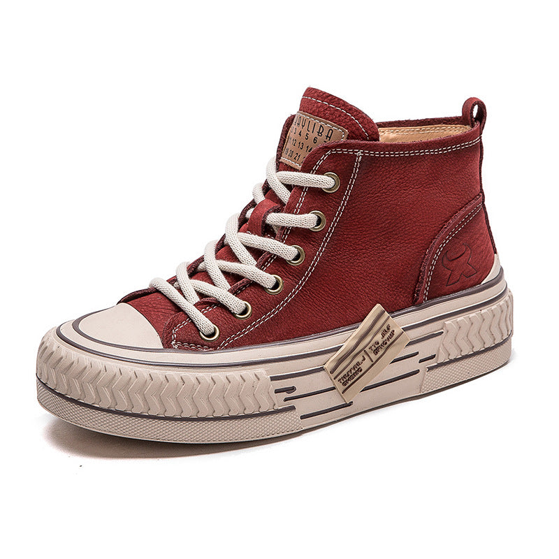 Pumps Front Top Layer Cowhide Light Casual Shoes