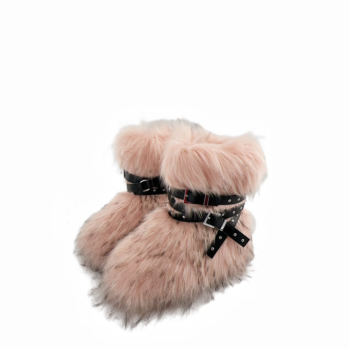 Large Size Flat Bottom Rivet Fried Street Fur Snow Boots