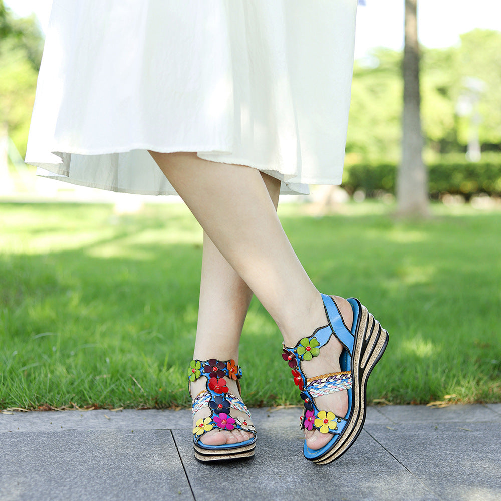Genuine Hand-rub Color Bohemian Style Comfortable Sandals