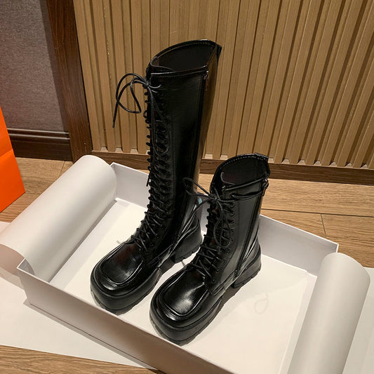 Women's Show Thin Black Platform Knight High Boots