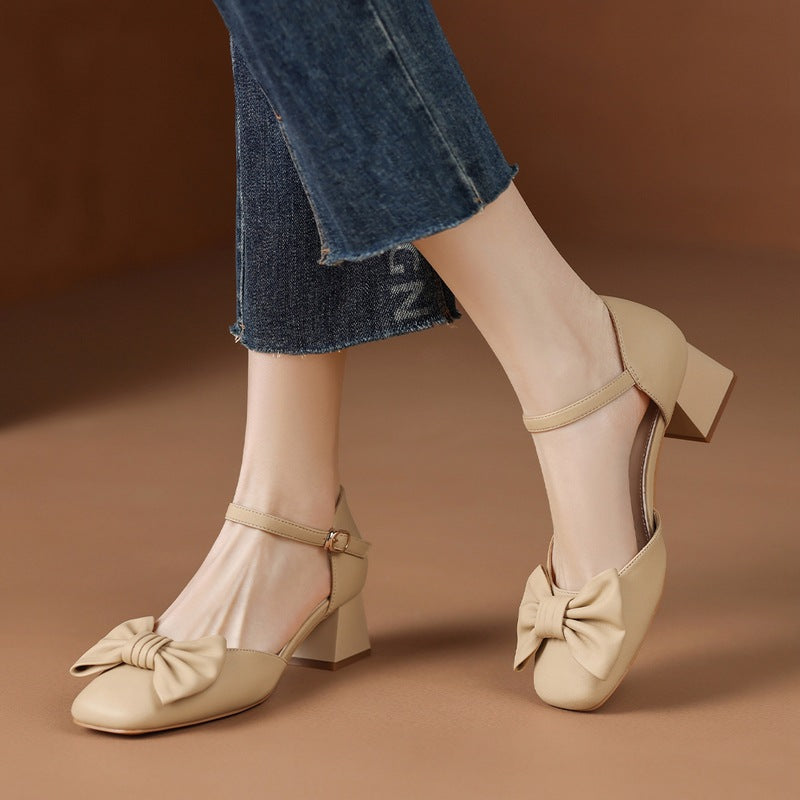 Women's Temperament Square Head With Skirt Versatile Heels