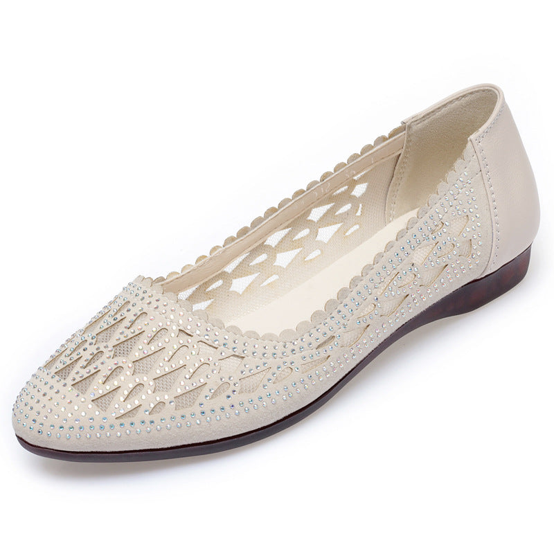 Women's Low-cut Hollow Mesh Flat Bottom Comfort Sandals