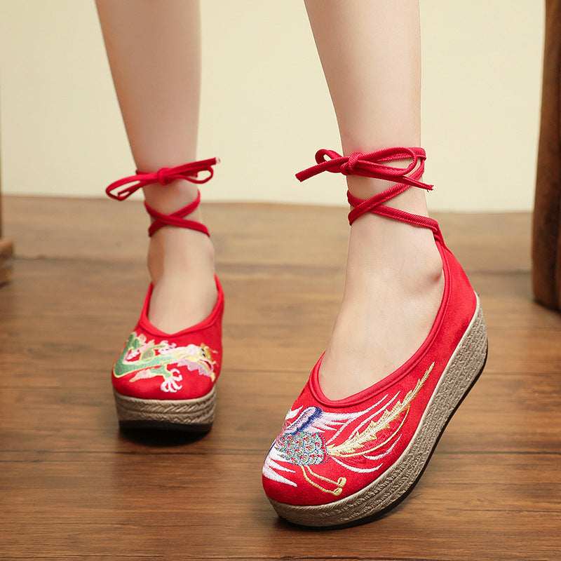 Women's Pearl Buckle Retro Dancing Ancient Cheongsam For Han Canvas Shoes