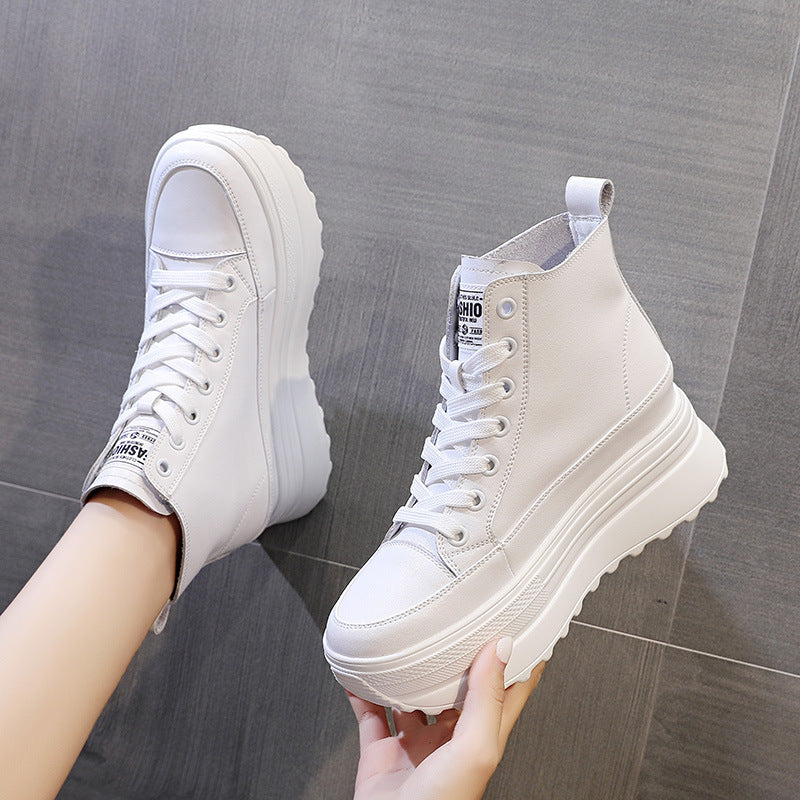Women's Thick-soled White Platform Korean Style Height Increasing Women's Shoes