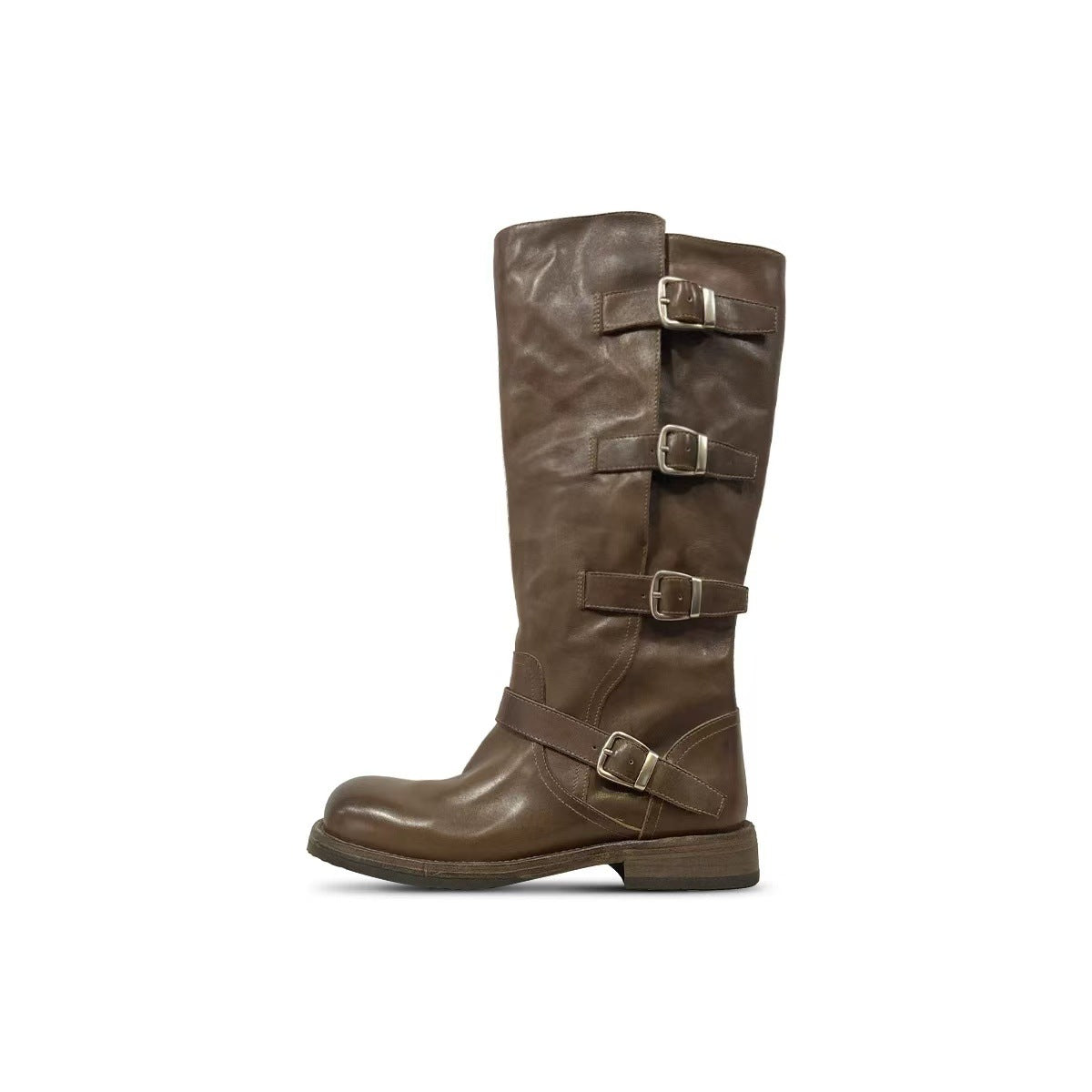 Women's Washed Horse Martin Long Buckle Boots