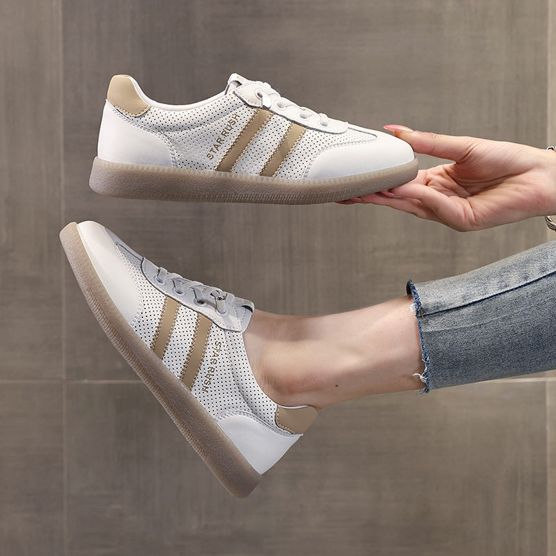 Women's White Summer Hollow Flat Soft Bottom Casual Shoes