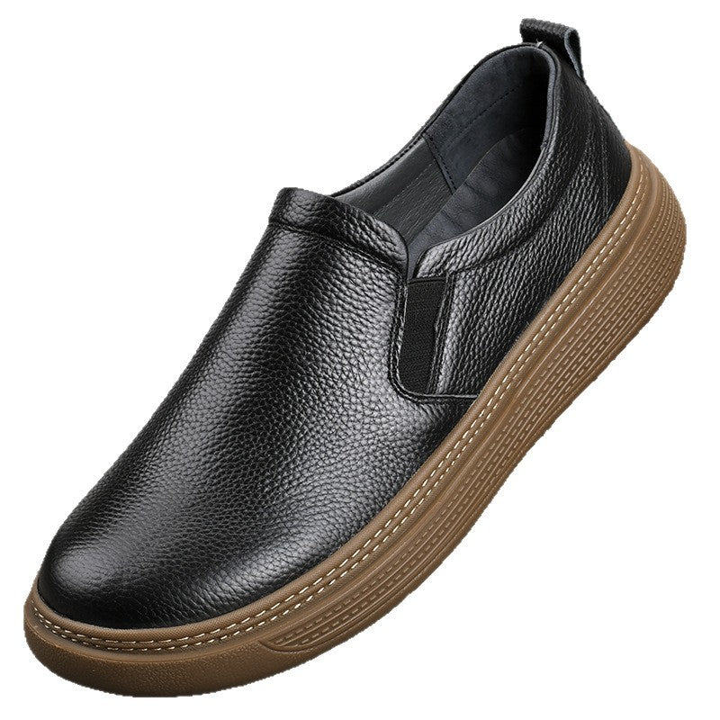 Men's Cowhide Handmade Breathable Soft Bottom Slip-on Leather Shoes