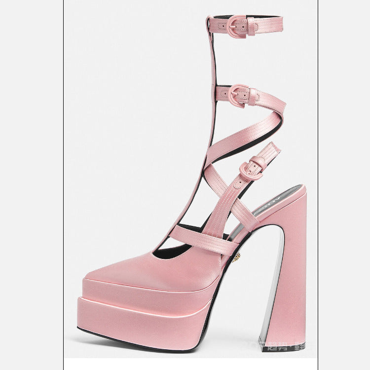 Women's Summer Fashion Platform Chunky High Pointed Toe Heels