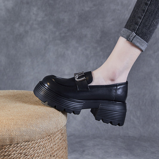 Women's Small Thick Bottom Genuine Retro Muffin Loafers