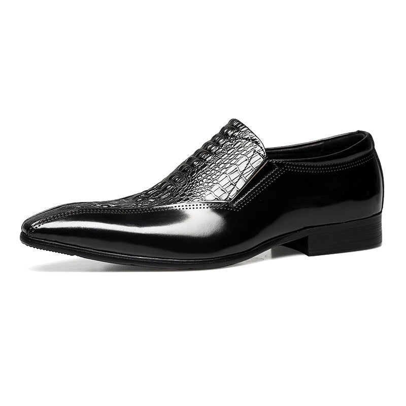 Men's British Style Business Glossy Pointed Slip-on Leather Shoes