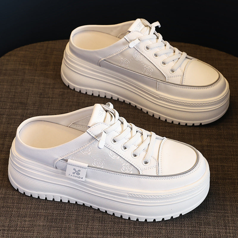 Women's Thick Bottom White Spring Lace Breathable Casual Shoes