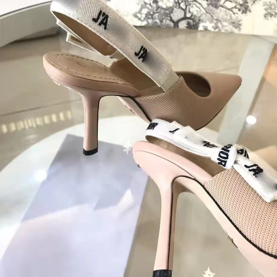 Women's Summer Stiletto Pointed Toe Kitten Closed Back Heels