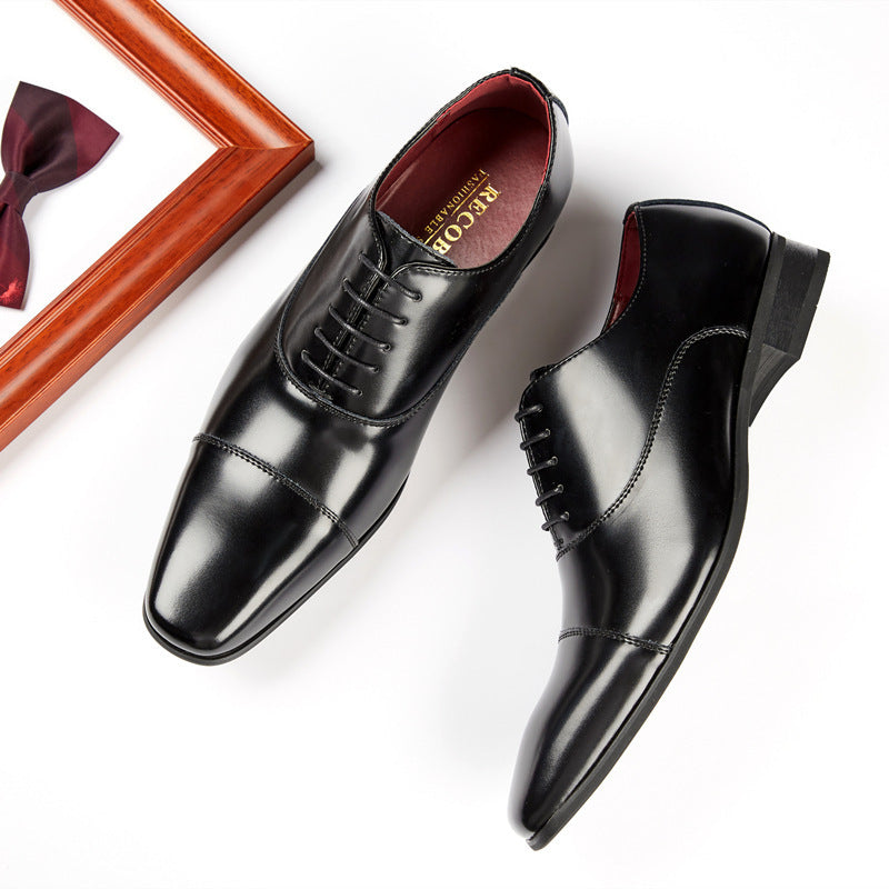 Men's Style Formal Wear Square Toe Wedding Men's Business Leather Shoes