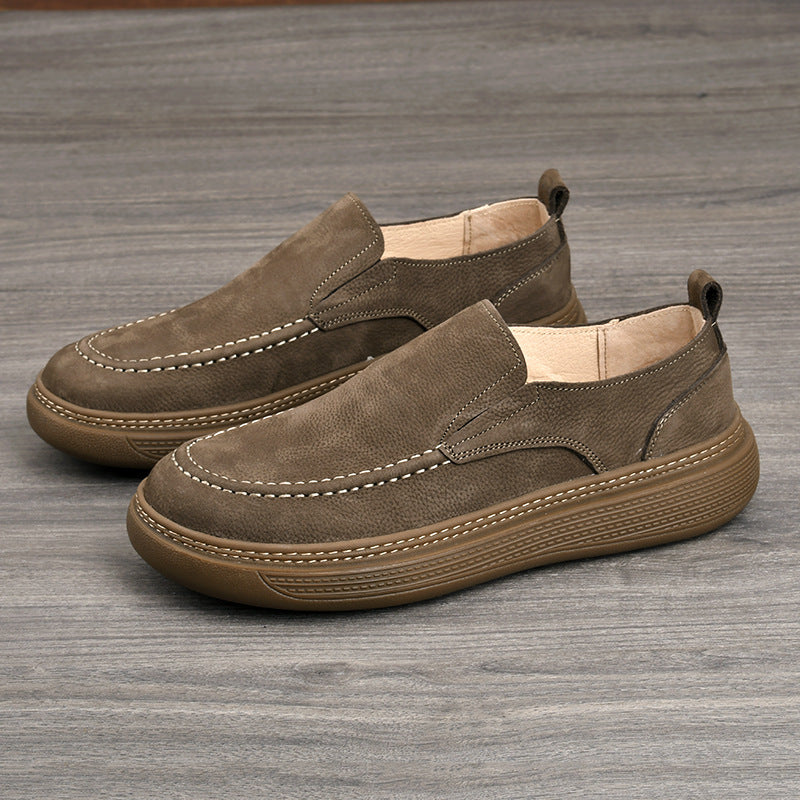 Men's First Layer Cowhide Soft Bottom Surface Breathable Retro Lace Up Men's Casual Leather Shoes