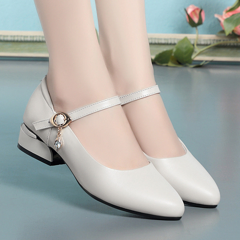 Women's White For Cheongsam Catwalk Mother Dancing Soft Leather Shoes
