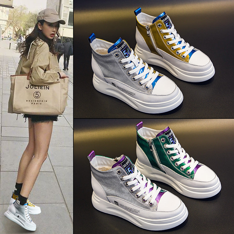 Women's Hidden White Platform Sports Board Casual Shoes