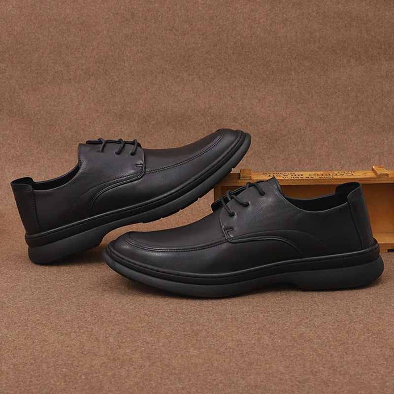 Men's Summer Breathable Lace Up Big Head Leather Shoes
