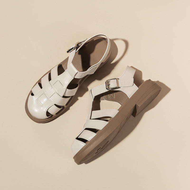 Women's Toe Roman Summer Cowhide Platform Fairy Sandals