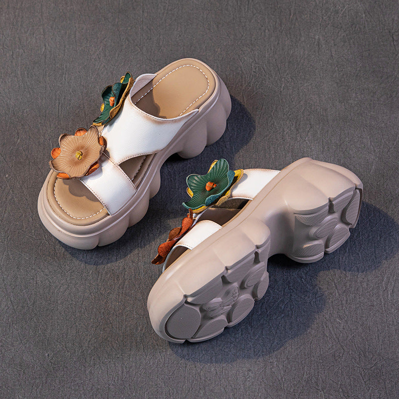 Women's Layer Cowhide For Summer Breathable Ethnic Style Sandals