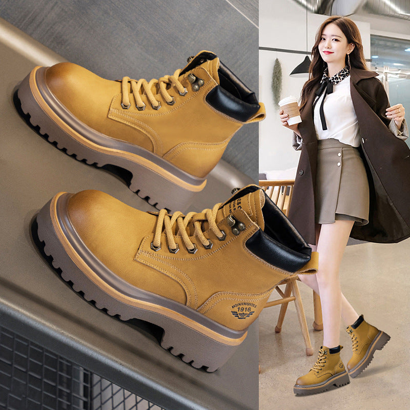 Women's Martin For Retro British Style Ankle Locomotive Worker Women's Casual Shoes