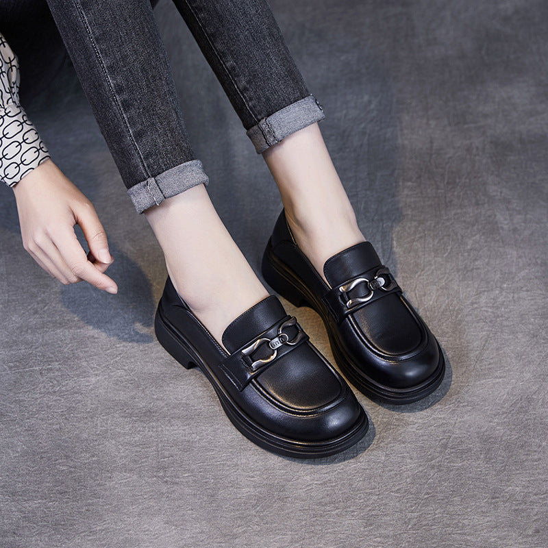 Women's Beautiful Color First Layer Cowhide Spring British Loafers